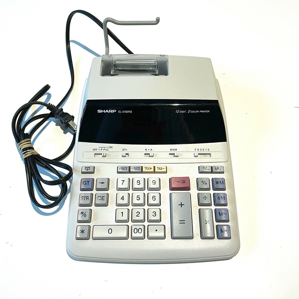 Sharp EL-2192RII 12 Digital Display 2 Color Printing Calculator Adding Machine